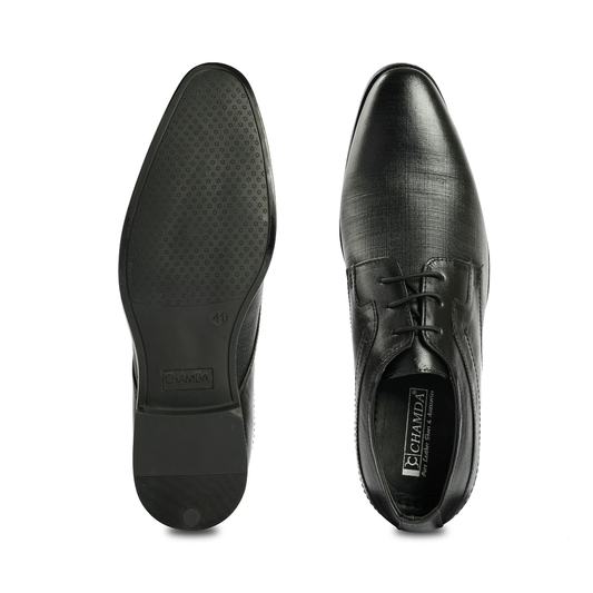 Chamda Black Leather Lace-Up Formal Shoes for Men