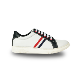 Chamda White & Black Synthetic Leather Casual Sneakers