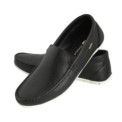 Chamda Men’s Slip-On Leather Loafers – Black