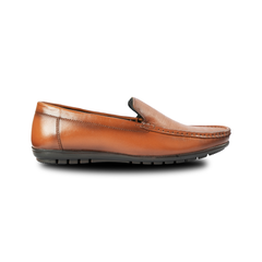 Chamda Men’s Tan Brown Leather Slip-On Loafers