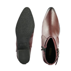 Chamda Women’s Burgundy Ankle Boots with Side Zip