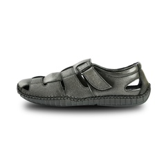 Chamda Men’s Black Closed-Toe Sandal Shoes with Adjustable Strap