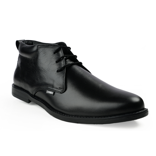 Chamda Men’s Black Formal Leather Ankle Boots