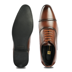 Chamda Brown Brogue Genuine Leather Lace-Up Formal Shoes for Men