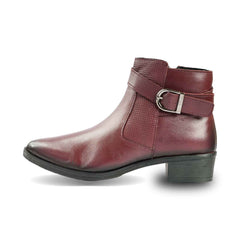 Chamda Women’s Burgundy Ankle Boots with Side Zip