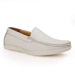 Chamda Men’s White Formal Leather Slip-On Shoes