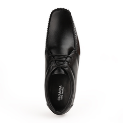 Chamda Classic Black Genuine Leather Lace-Up Comfort Shoes for Men