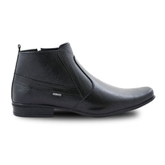 Chamda Men’s Black Genuine Leather Ankle Boots with Side Zip