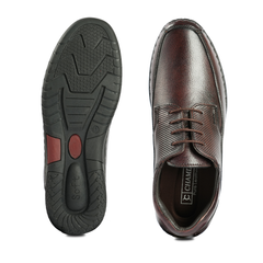 Chamda Dark Brown Genuine Leather Lace-Up Comfort Shoes