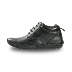 Chamda Black Leather Lace-Up Casual Shoes for Men