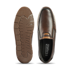 Chamda Dark Brown Leather Slip-On Casual Loafers for Men