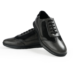 Chamda Men’s Black Lace-Up Casual Shoes with Cushioned Sole
