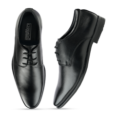Chamda Men’s Lace-Up Formal Genuine Leather Shoes – Black