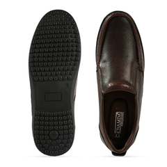 Chamda Men’s Brown Leather Slip-On Loafers with Anti-Slip Sole
