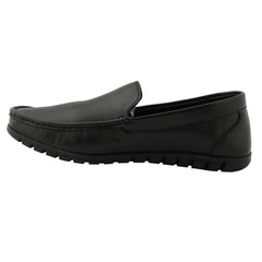 Chamda Men’s Black Leather Slip-On Casual Shoes