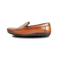 Chamda Men’s Tan Brown Leather Slip-On Loafers