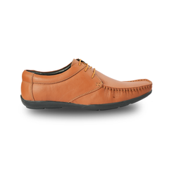 Chamda Men’s Premium Leather Lace-Up Casual Shoes – Tan Brown