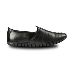 Chamda Men’s Black Genuine Leather Slip-On Loafers