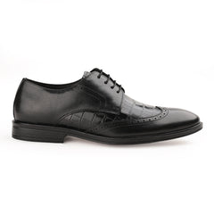 Chamda Men’s Black Textured Formal Leather Shoes
