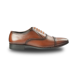 Chamda Brown Brogue Genuine Leather Lace-Up Formal Shoes for Men