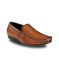 Chamda Woven Leather Formal Slip-On Shoes for Men