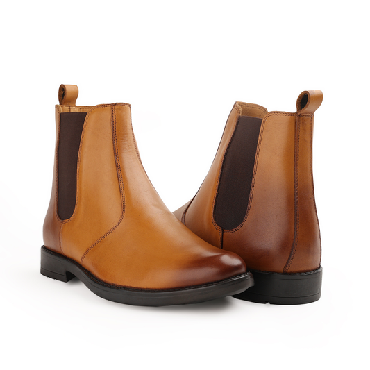 Chamda Classic Tan Leather Chelsea Boots for Men