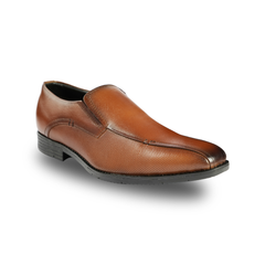 Chamda Tan Brown Textured Leather Formal Slip-On Shoes