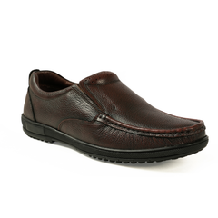 Chamda Men’s Brown Leather Slip-On Loafers with Anti-Slip Sole