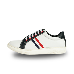 Chamda White & Black Synthetic Leather Casual Sneakers