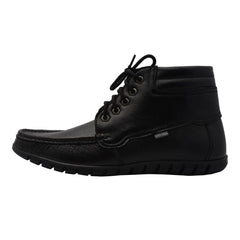 Chamda Men’s Black Genuine Leather Lace-Up Ankle Boots