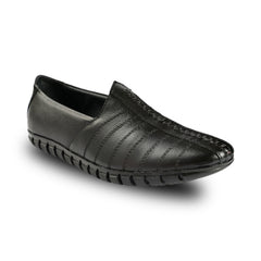 Chamda Men’s Black Genuine Leather Slip-On Loafers