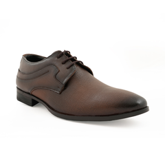 Chamda Brown Textured Leather Lace-Up Formal Shoes for Men