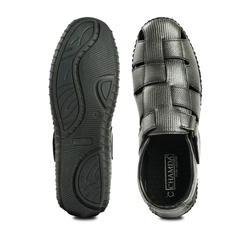 Chamda Men’s Black Closed-Toe Sandal Shoes with Adjustable Strap