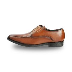 Chamda Tan Brown Textured Leather Formal Lace-Up Shoes