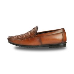 Chamda Woven Leather Formal Slip-On Shoes for Men