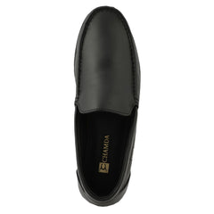 Chamda Men’s Black Leather Slip-On Casual Shoes