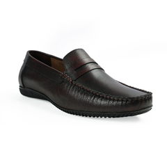 Chamda Men’s Textured Leather Loafers – Dark Brown