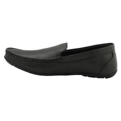 Chamda Black Leather Slip-On Loafers for Men