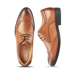Chamda Men’s Tan Brown Formal Leather Lace-Up Shoes
