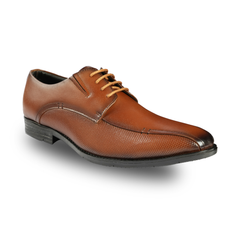 Chamda Tan Brown Textured Leather Formal Lace-Up Shoes