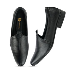 Chamda Men’s Black Formal Leather Slip-On Shoes