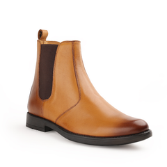Chamda Classic Tan Leather Chelsea Boots for Men