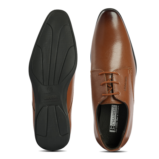 Chamda Tan Leather Lace-Up Formal Shoes for Men