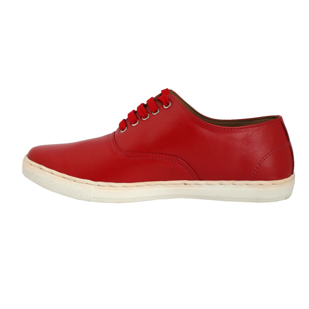Chamda Men’s Red Lace-Up Casual Shoes