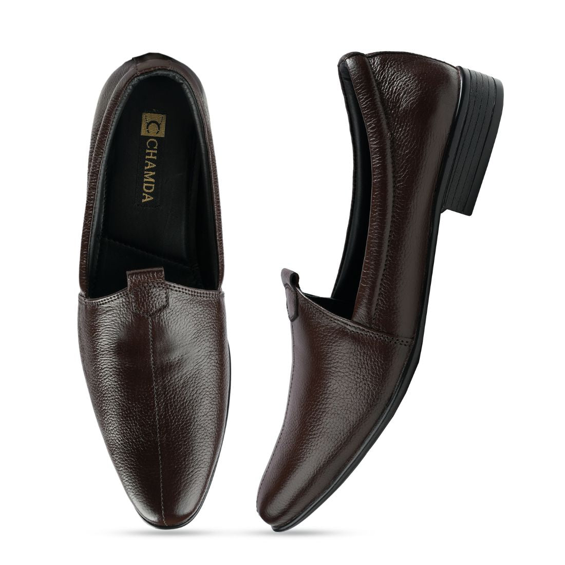 Chamda Men’s Brown Formal Leather Slip-On Loafers