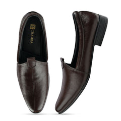 Chamda Men’s Brown Formal Leather Slip-On Loafers