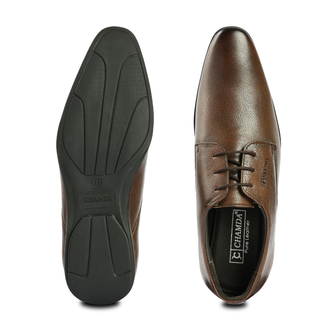 Chamda Brown Leather Lace-Up Formal Shoes for Men