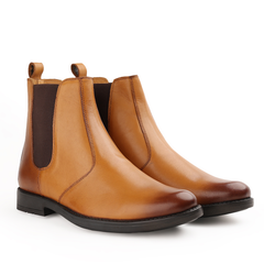 Chamda Classic Tan Leather Chelsea Boots for Men