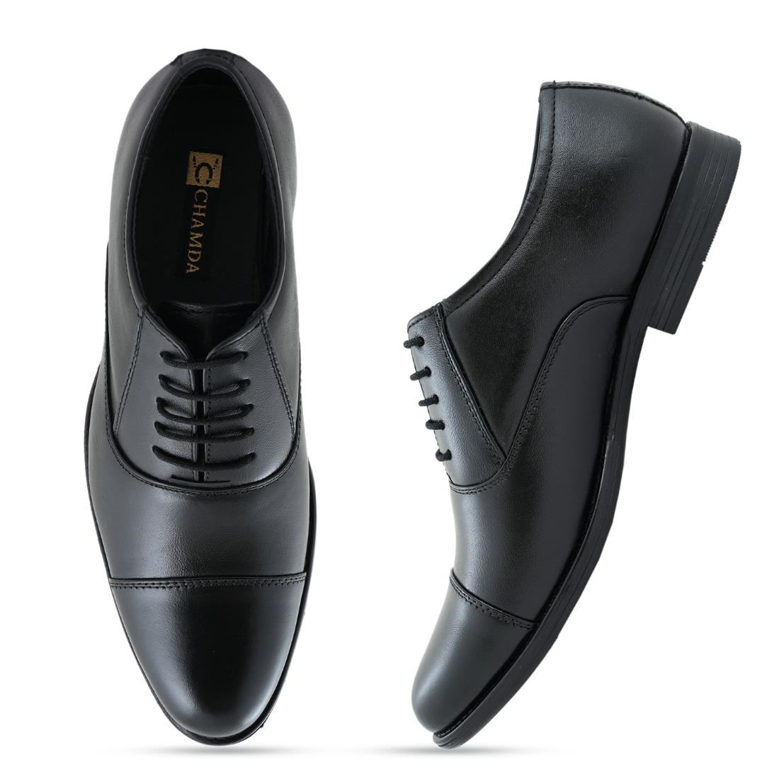 Chamda Classic Black Leather Lace-Up Formal Shoes