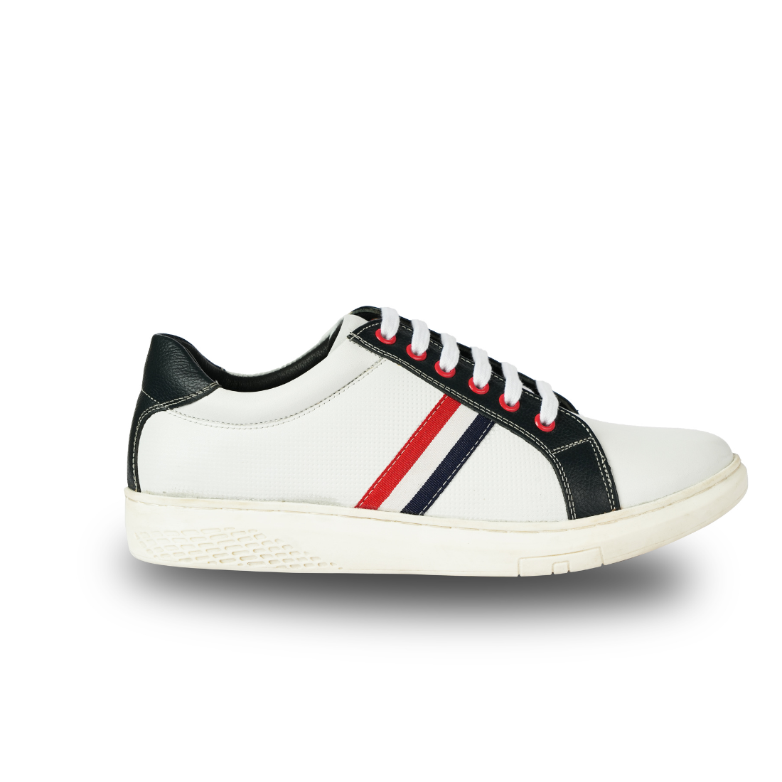 Chamda White & Black Synthetic Leather Casual Sneakers